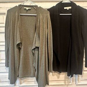 Women's Loft Olive Green and Black Open Front Cardigans